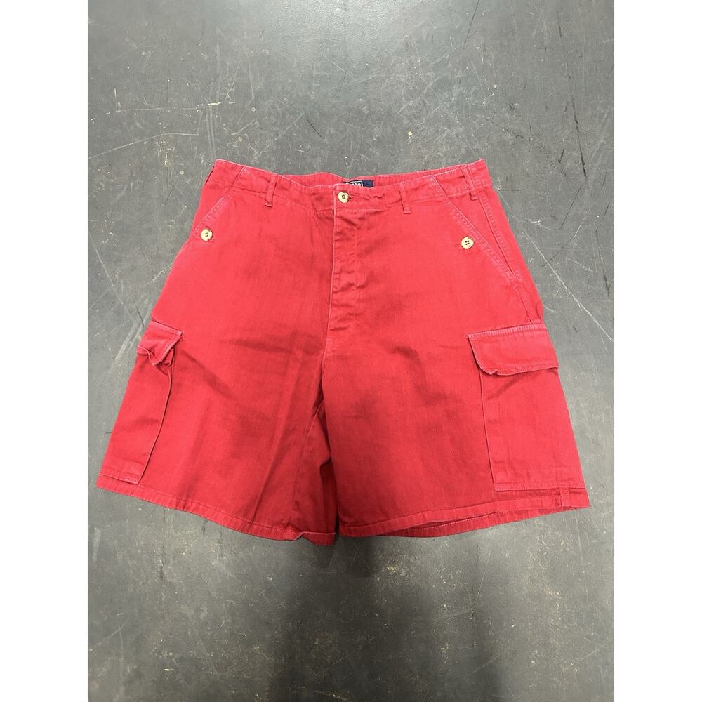 Vintage 80’s Polo‎ Ralph Lauren Men’s Cargo Shorts Red Size 36 Button Fly